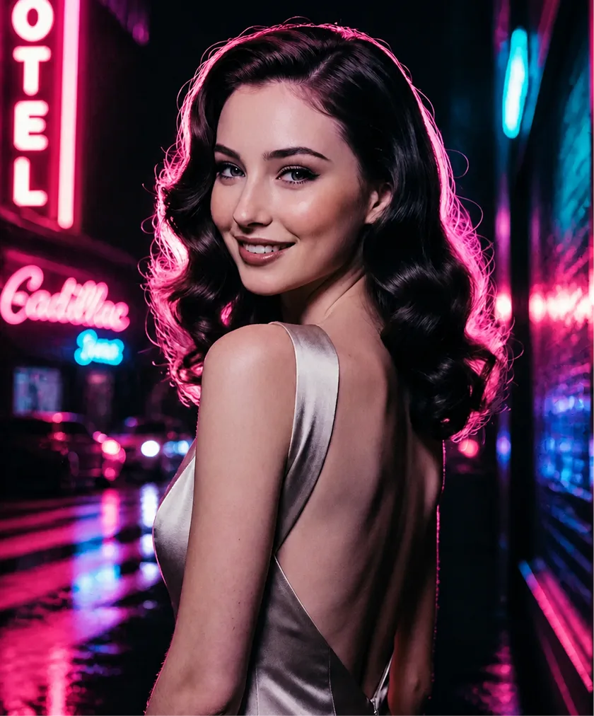 Portrait generated by Lensie in the Neon street flash style